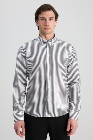 Ds Damat Slim Fit Siyah Çizgili Gömlek