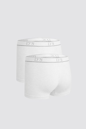 Ds Damat Beyaz Beli Lastikli Marka Logolu Likralı Esneyebilen 2'Li Boxer Set