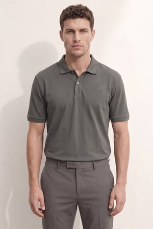 Ds Damat Regular Fit Füme %100 Pamuklu Uzun Ömürlü Kıvrılmaz Polo Yaka Nakışlı T-Shirt