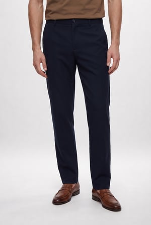 Ds Damat Comfort Fit Lacivert Keten Karışımlı Chino Pantolon