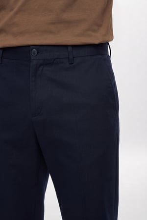 Ds Damat Comfort Fit Lacivert Keten Karışımlı Chino Pantolon