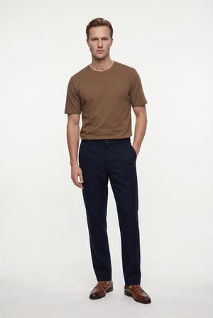 Ds Damat Comfort Fit Lacivert Keten Karışımlı Chino Pantolon