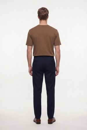 Ds Damat Comfort Fit Lacivert Keten Karışımlı Chino Pantolon