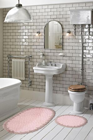 Smart Taş Gofre Dantelli 2Li Klozet Takımı Banyo Paspası