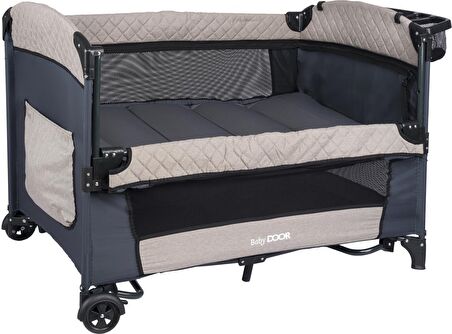 BabyDOOR Mia Comfort Anne Yanı Park Yatak Oyun Parkı 70x110 +Yatak Bej