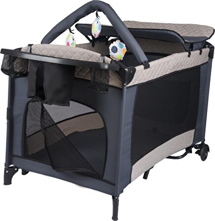 BabyDOOR Mia Comfort Anne Yanı Park Yatak Oyun Parkı 70x110 +Yatak Bej