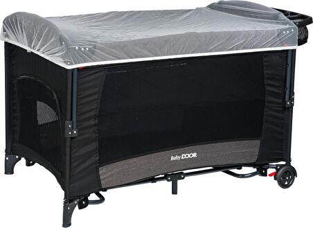 BabyDOOR Mia Comfort Anne Yanı Park Yatak Oyun Parkı 70x110 +Yatak Antrasit