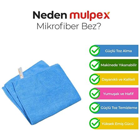 Mulpex Mikrofiber Genel Temizlik Bezi Mavi 40X40 cm. - 10 Adet