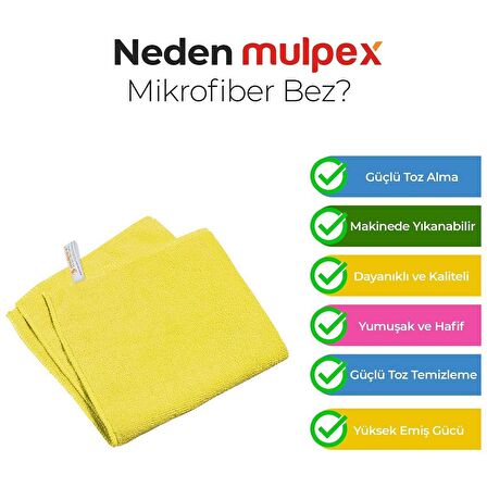 Mulpex Mikrofiber Genel Temizlik Bezi Sarı 40X40 cm. - 20 Adet