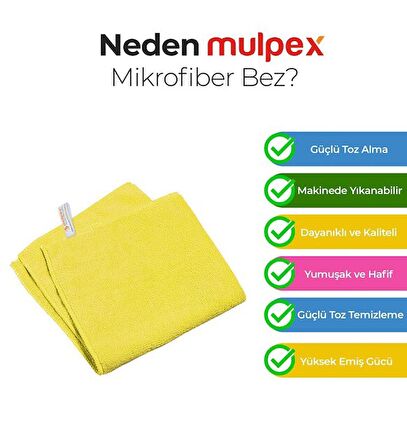 Mulpex Mikrofiber Genel Temizlik Bezi Sarı 40X40 cm. - 5 Adet