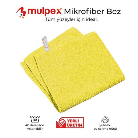 Mulpex Mikrofiber Genel Temizlik Bezi Sarı 40X40 cm. - 500 Adet