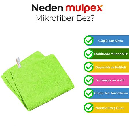 Mulpex Mikrofiber Genel Temizlik Bezi Yeşil 40X40 cm. - 10 Adet