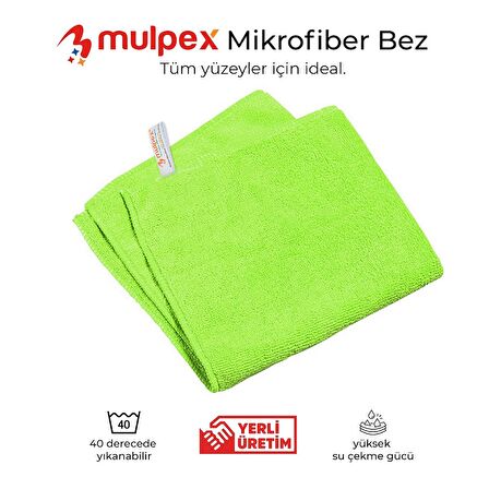 Mulpex Mikrofiber Genel Temizlik Bezi Yeşil 40X40 cm. - 10 Adet