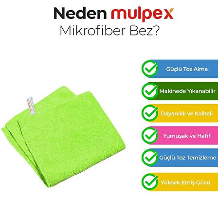 Mulpex Mikrofiber Genel Temizlik Bezi Yeşil 40X40 cm. - 20 Adet