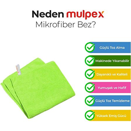 Mulpex Mikrofiber Genel Temizlik Bezi Yeşil 40X40 cm. - 400 Adet