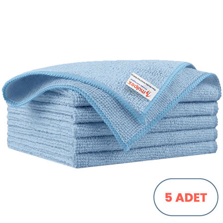 Mulpex Mikrofiber Temizlik Bezi 5 Adet - 40x40 cm, 375 GSM, Parlak Dokulu, 60 gr ±2, Yüksek Emici, İz Bırakmaz