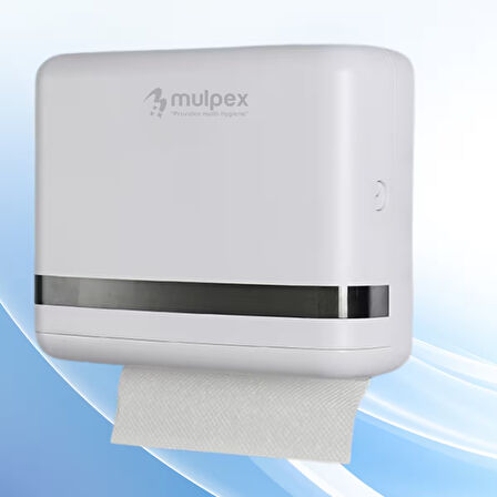 Mulpex Beyaz Duvara Monte Z Katlamalı Kağıt Havlu Dispenseri | Premium ABS Gövde, Anahtarlı Kilit, Vidalı & Yapışkan Montaj