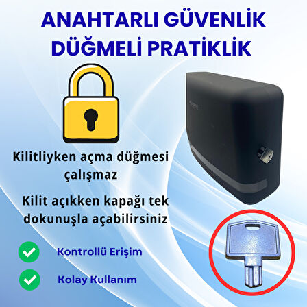 Mulpex Siyah Duvara Monte Z Katlamalı Kağıt Havlu Dispenseri | Premium ABS Gövde, Anahtarlı Kilit, Vidalı & Yapışkan Montaj