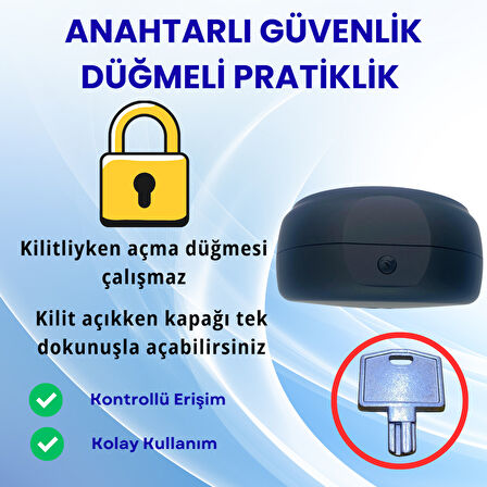 Mulpex Duvara Monte Mini Jumbo Tuvalet Kağıdı Dispenseri / Kağıtlık | Premium ABS Gövde, Anahtarlı Kilit, Vidalı & Yapışkan Montaj – Siyah