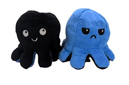 62054 Mood Değiştiren Peluş Ahtapot 20 cm. SİYAH - MAVİ