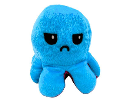 62054 Mood Değiştiren Peluş Ahtapot 20 cm. KOYU PEMBE - MAVİ
