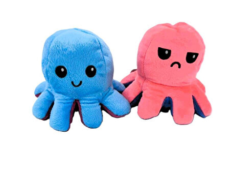 62054 Mood Değiştiren Peluş Ahtapot 20 cm. PEMBE - MAVİ