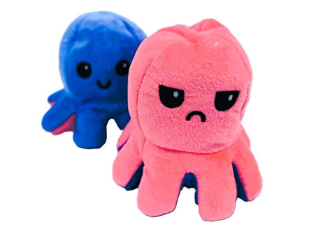 62054 Mood Değiştiren Peluş Ahtapot 20 cm. PEMBE - MAVİ