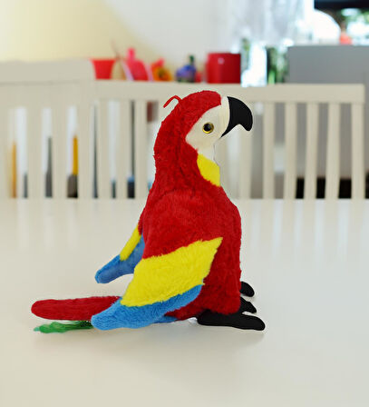 Papağan Peluş Oyuncak Kırmızı Sarı Mavi Karışık Renkli 35 cm