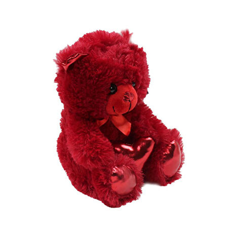 Halley Parlak Kalpli Peluş Ayı 30 cm - Kırmıızı Renkli