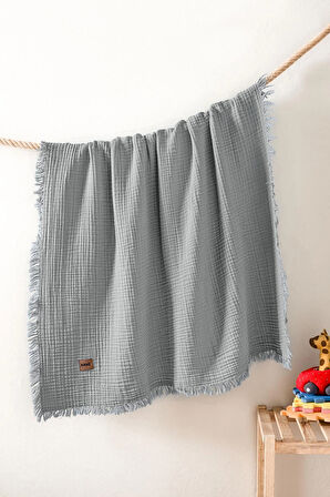 Kanz Bebek 4 Kat Müslin Örtü Knz-027 Gri