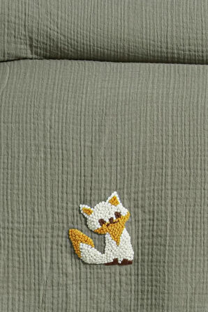 Kanz 4 Kat Hand Made Fırfırlı Müslin Örtü Seti Knz-020 Yeşil