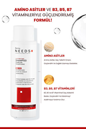 Saç Dökülmesi Karşıtı Şampuan 400ml | Güçlendirici | Amino Asit, Biotin, B3/B5/B7 Vitamin |Sülfatsız