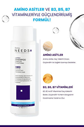 Yıpranmış ve Kuru Saçlar için Şampuan 400ml| Besleyici | Biotinli, B5 Vitaminli, Protein |Sülfatsız