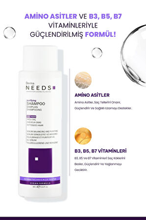 Yağlı Saçlar İçin Şampuan Şampuan 400ml |Sebum Dengeleyici| Biotinli, Sülfatsız, B5 Vitaminli 