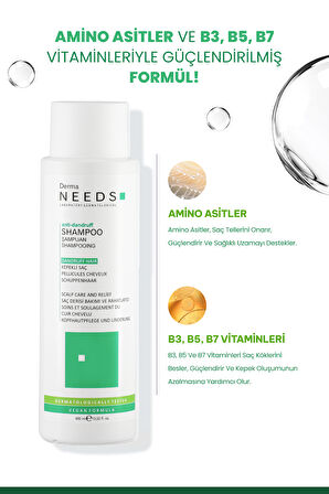 Kepek Karşıtı Şampuan 400ml | Arındırıcı  |B3 B5 B7 Vitaminli, Amino Asitli | Sülfatsız