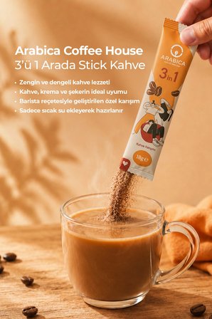 3'ü 1 Arada Nitelikli Stick Kahve 18 gr x 48 Adet | Barista Karışımı | Pratik Hazır Kahve