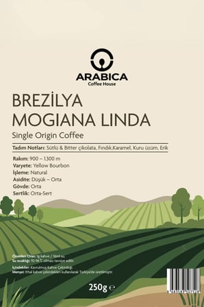 Brezilya Mogiana Linda 250 g | %100 Arabica Specialty Çekirdek Kahve | Medium Kavrulmuş