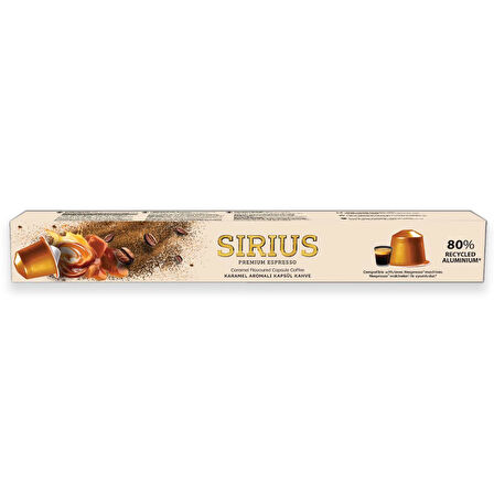 Sirius Premium Karamel Aromalı Kapsül Kahve (Nespresso Uyumlu) - 10 Adet