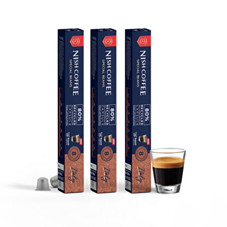 Nish Coffee Kapsül Kahve 7 Italy 3'lü Set (Nespresso Uyumlu)-30 Adet
