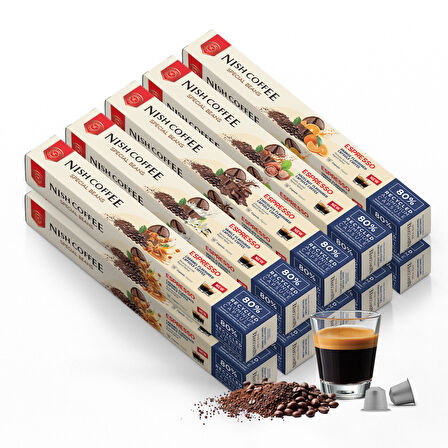 Nish Coffee Aromalı Kapsül Kahve 10'lu Set (Karamel-Vanilya-Çikolata-Fındık-Portakal)