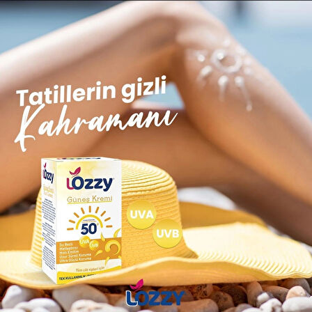 Lozzy SPF50+ Su Bazlı Matlaştırıcı Güneş Kremi - E Vitamini İçerikli, Yağsız Formül - UVA/UVB Korumalı - 139 ml