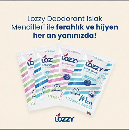 Lozzy Kadınlar İçin Deodorant Mendilleri - Tek Kullanımlık - Alüminyumsuz - pH Dengeli - Hipoalerjenik - Doğal ve Etkili İçerikler - Seyahat Dostu - Lavanta Kokulu - 30'lu Vücut Mendili Paketi