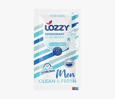 Lozzy Erkekler İçin Deodorant Mendilleri -Okyanus Kokulu - Tek Tek Paketlenmiş - Doğal ve Etkili Vegan İçerikler - Alüminyumsuz - Plastiksiz - pH Dengeli - Hipoalerjenik - Seyahat Dostu Deodorant Mendili - 30'lu Vücut Deodorant Mendili Paketi