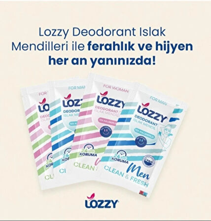 Lozzy Erkekler İçin Deodorant Mendilleri -Okyanus Kokulu - Tek Tek Paketlenmiş - Doğal ve Etkili Vegan İçerikler - Alüminyumsuz - Plastiksiz - pH Dengeli - Hipoalerjenik - Seyahat Dostu Deodorant Mendili - 30'lu Vücut Deodorant Mendili Paketi