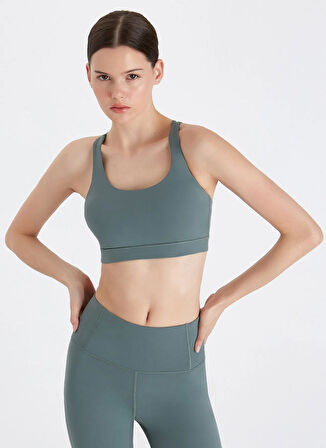 Boboist Kare Yaka Düz Su Yeşili Kadın T-Shirt BB23W201W001