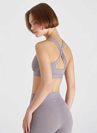 Boboist Kare Yaka Düz Gri Kadın T-Shirt BB25S201W001