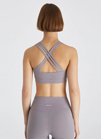 Boboist Kare Yaka Düz Gri Kadın T-Shirt BB25S201W001