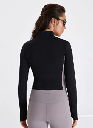 Boboist Düz Siyah - Gri Kadın T-Shirt BB56W211W003