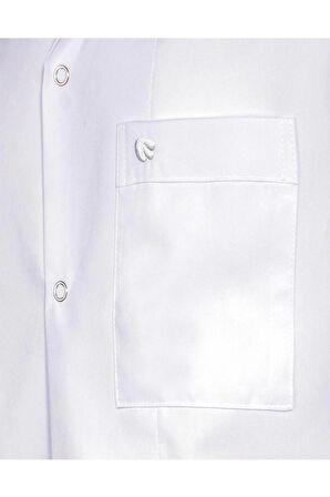 Hedera Erkek Önlük Beyaz Renk Düğmeli Uzun Kollu Temiz Görünümlü Profesyonel İş Önlüğü