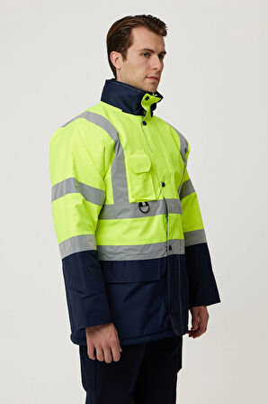 Linum Reflektörlü İş Güvenliği Parkası - Su ve Rüzgar Geçirmez, Yüksek Görünürlüklü Kışlık Mont